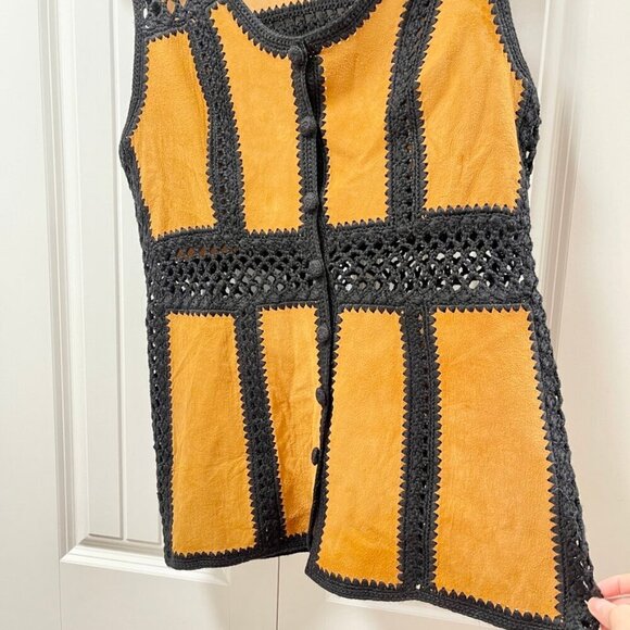 Vintage Prêt-à-Porté Paris Genuine Suede Wool Knit Vest - M - Picture 2 of 10